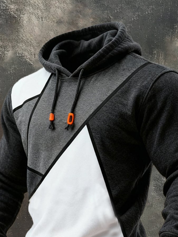 Sudadera retro en bloques de color con gorrasucha para hombre