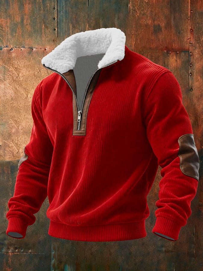 Sudadera tejidoted Fabric cierre Fur cuello para hombre