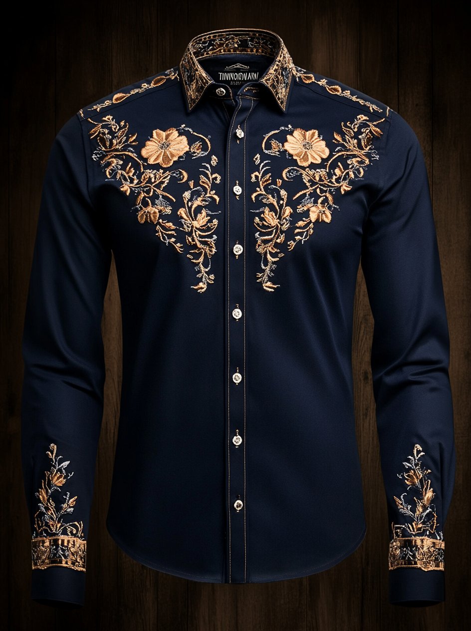 para hombre Western vintage Indian Totem Print de manga larga camisa