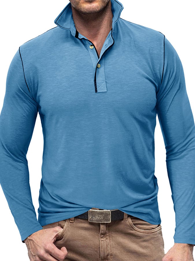 Camisa polo Sports casual Raglan Sleeve Half Button