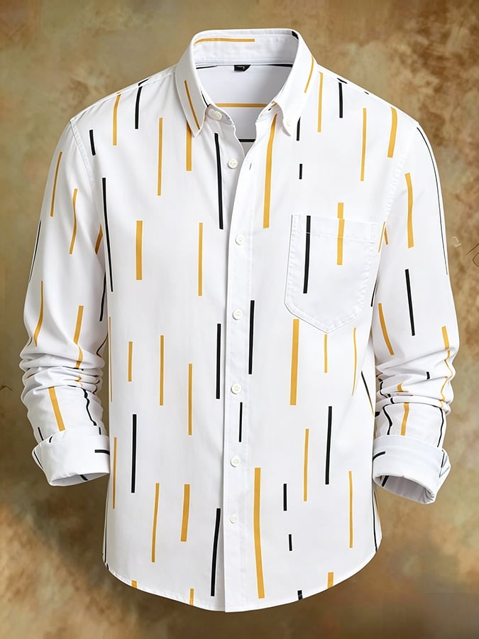 Camisa retro Abstract Art estampado Comfortable ejecutivo Style para hombre