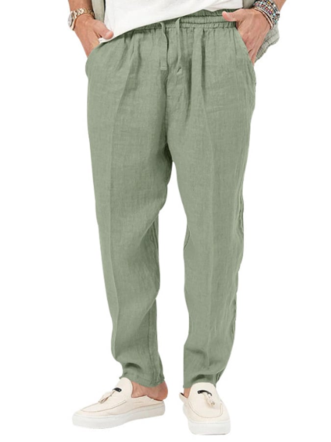 Pantalón de moda de color sólido holgado Lace-Up casual para hombre