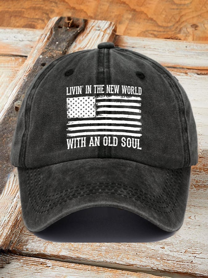 Retro Living In The New World With An Old Soul estampado Baseball Cap