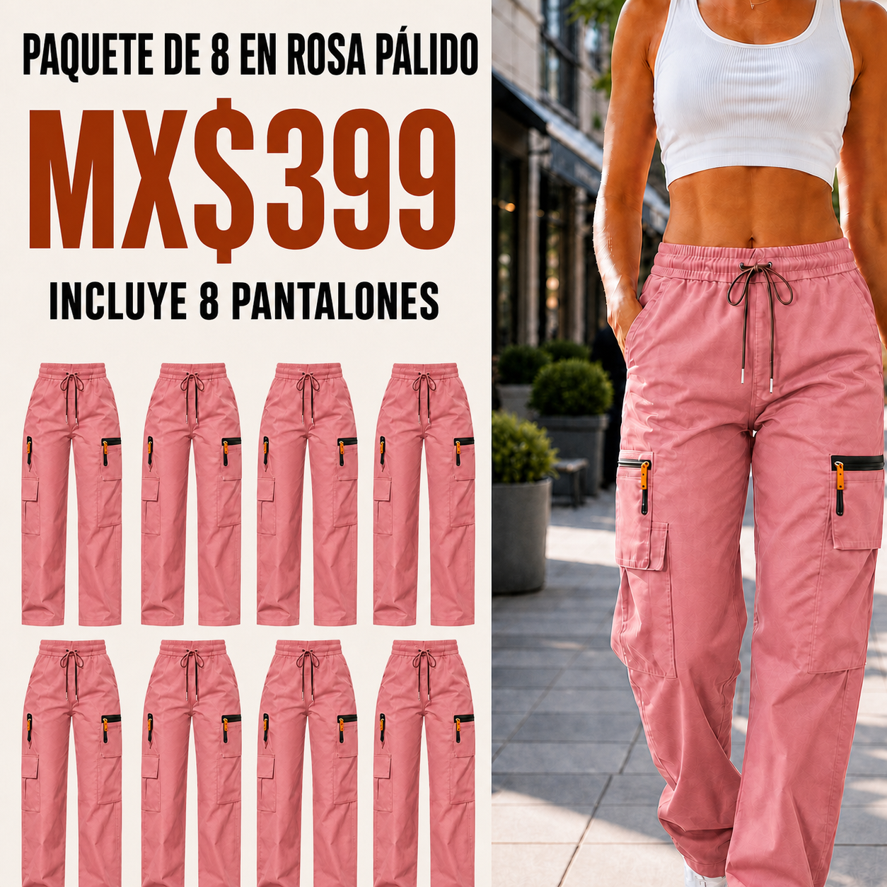 Pantalón cargo transpirable de verano para mujer · vista 9