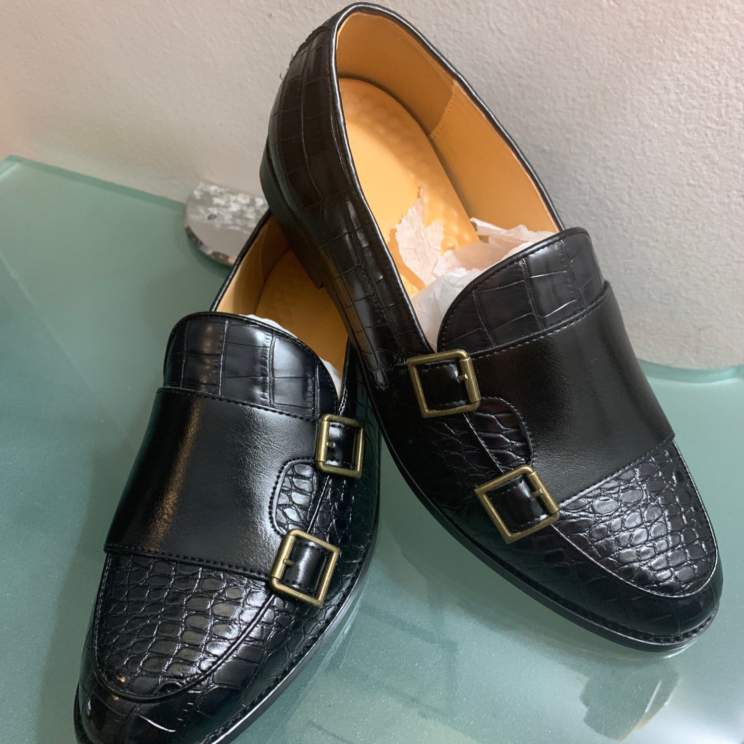 Zapatos New de lujo de modan Pointed diseño Monk Strap