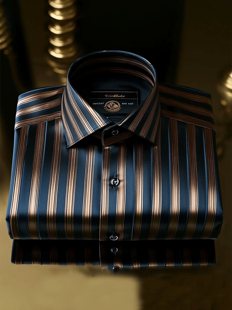 Camisa satén Luxe estampado de manga corta Button para hombre