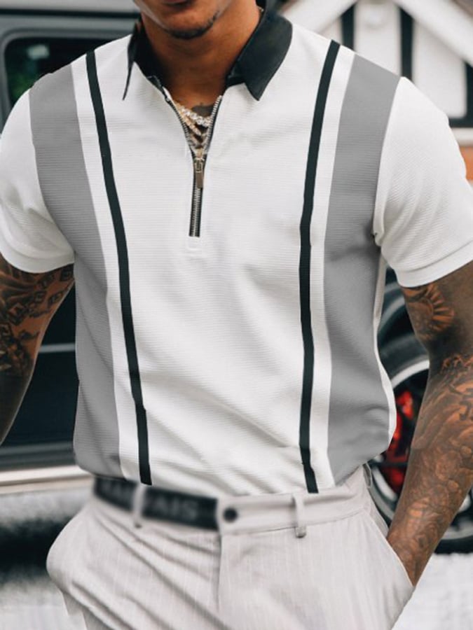 Casual Contrast estampado Polo para hombre