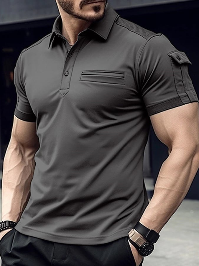 Camisa polo Sports casual de corte entallado de manga corta Half Button