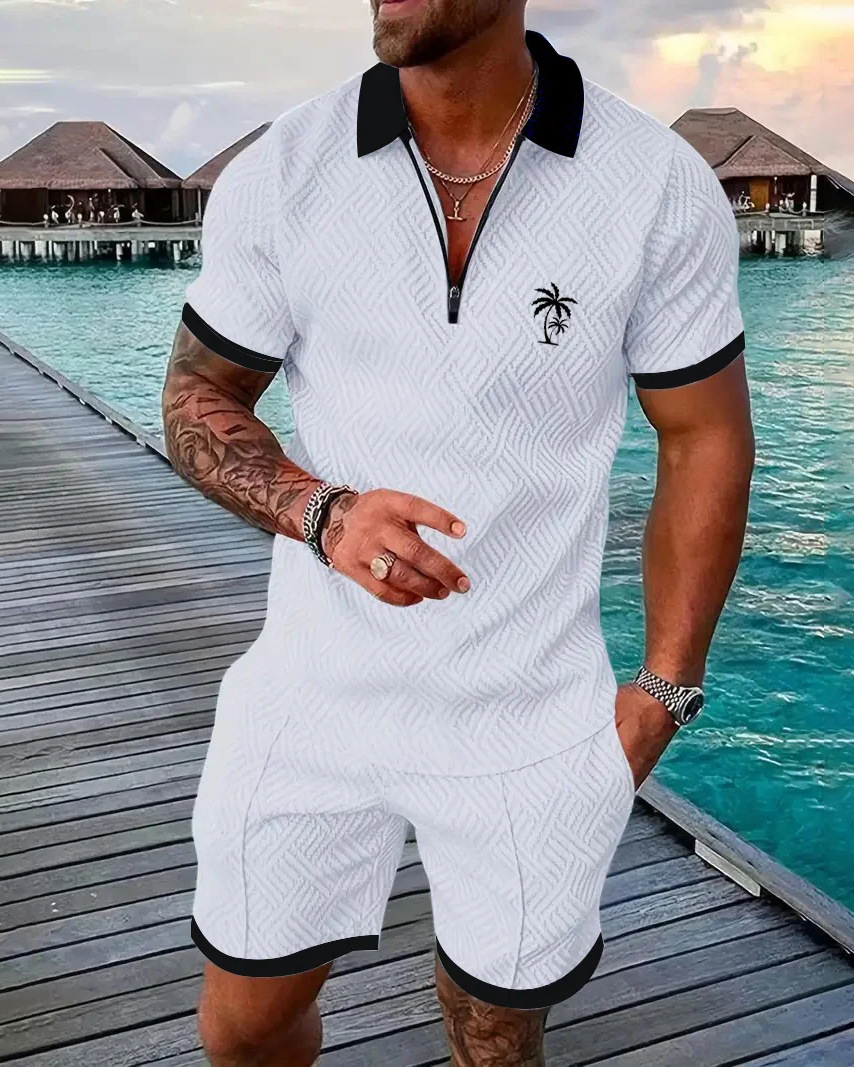 Camisa polo Suitmens para uso diario casual Collar Zipper Set 213 para hombre