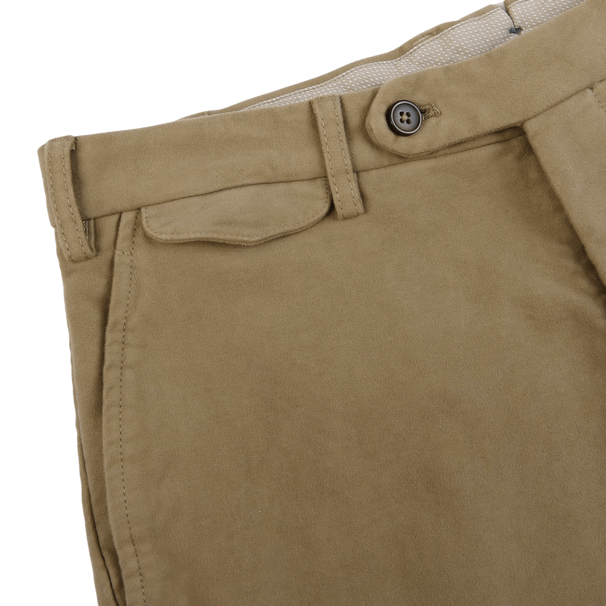 Beige Washed Moleskin de algodón Trousers