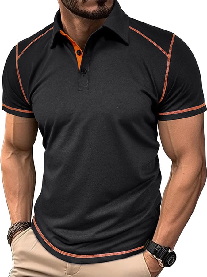 Camisa polo en bloques de coloring Polo cuello de manga corta para hombre