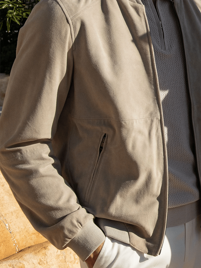 Chaqueta retro de color sólido casual Open bolsillo cierre Stand cuello para hombre