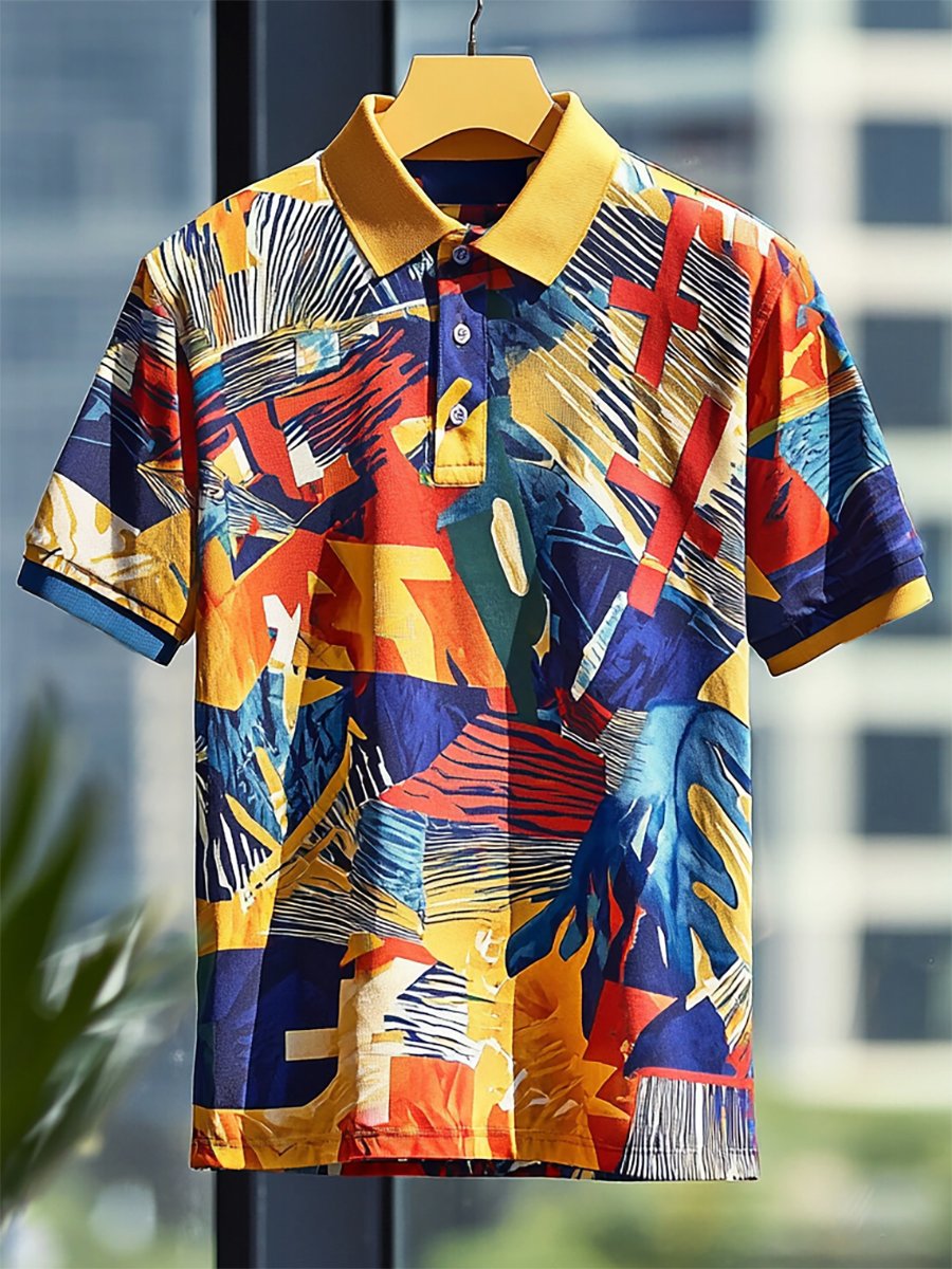 Camisa polo ejecutivo casual Cross Faith Button de manga corta para hombre