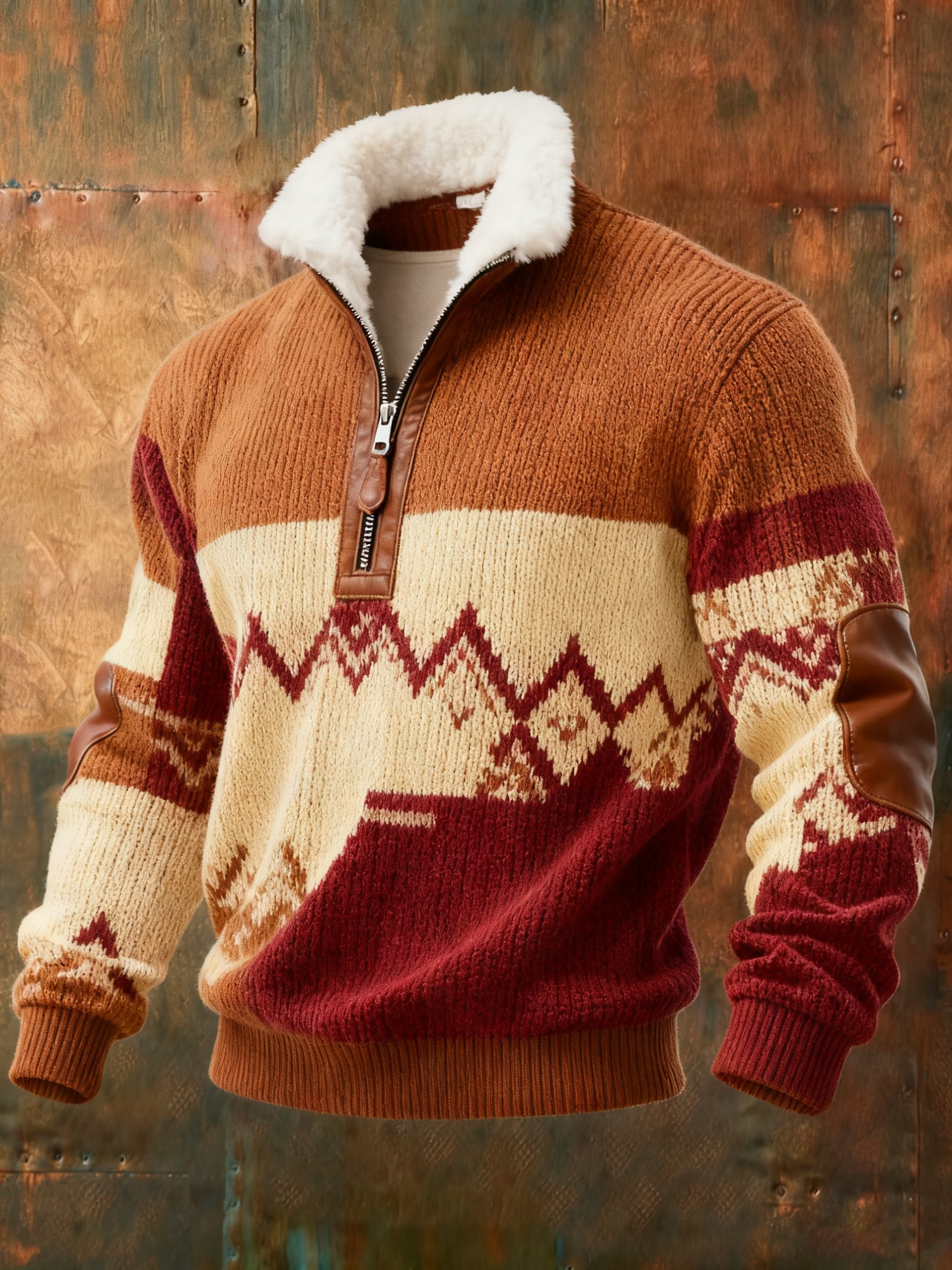 Sudadera geométrico estampado Western a cuadros casual para hombre