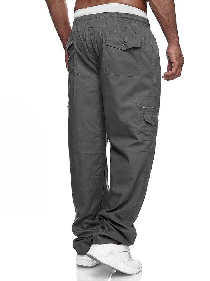 Pantalón Fitness Multi bolsillo holgado Straight Cargo casual