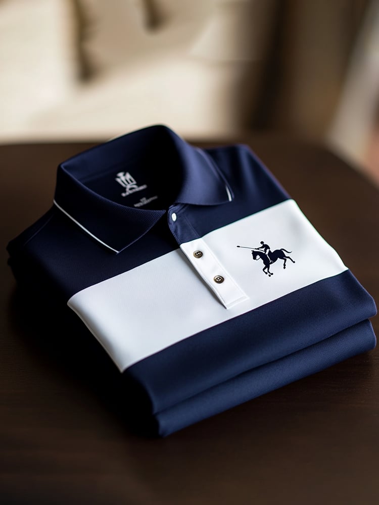 Camisa polo clásico ejecutivo Logo Button de manga corta para hombre