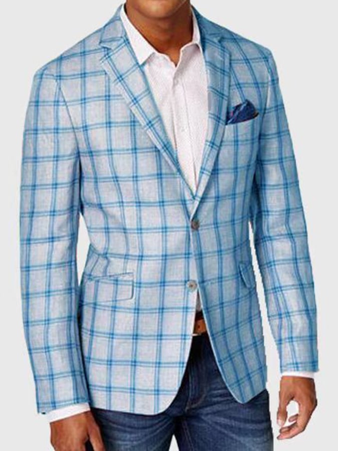 Saco a cuadros Single Breasted Notch solapa de corte entallado para hombre