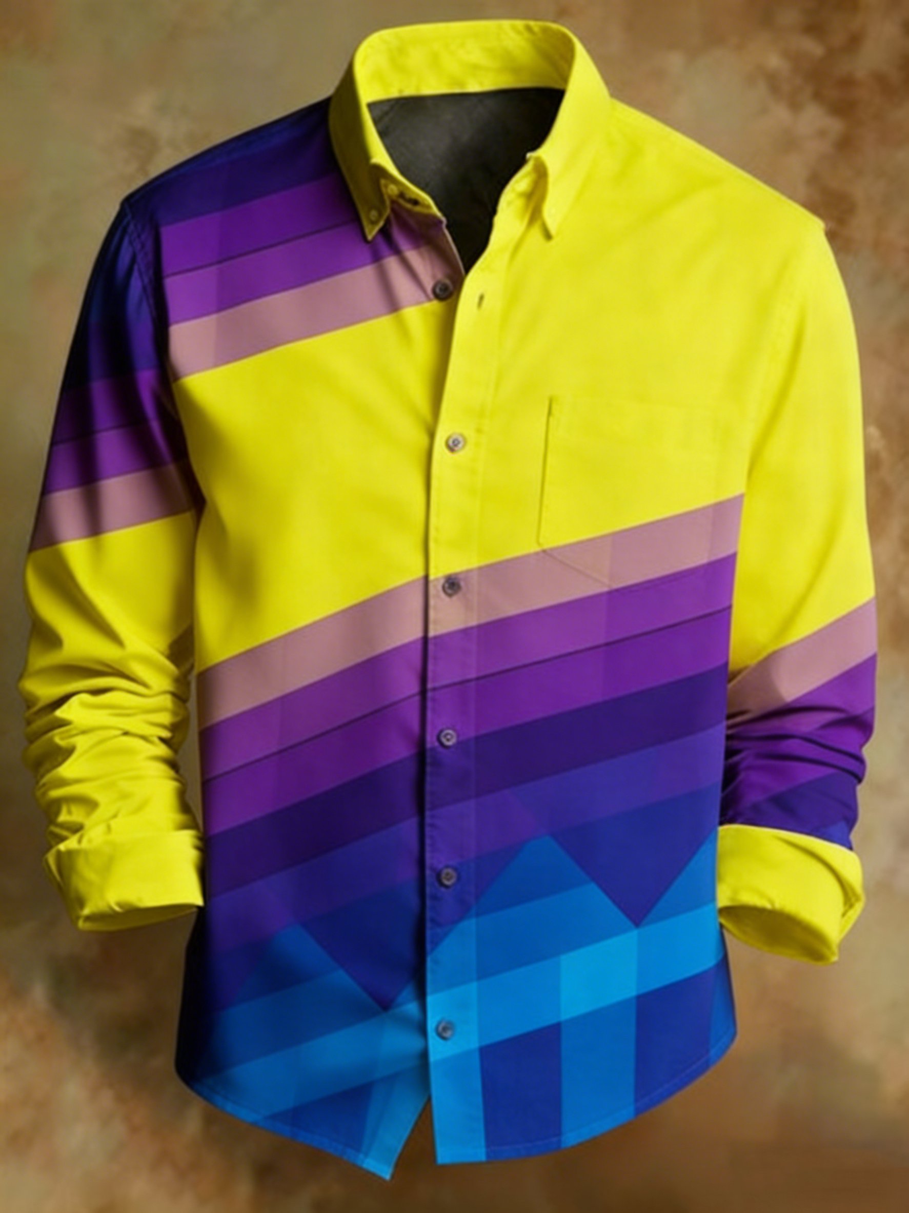 Retro Abstract Geometric en bloques de coloring Princamiseta para hombre