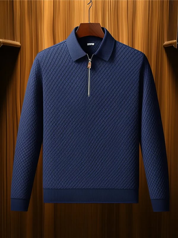 Camisa polo ejecutivo clásico rayas estampado cierre para hombre