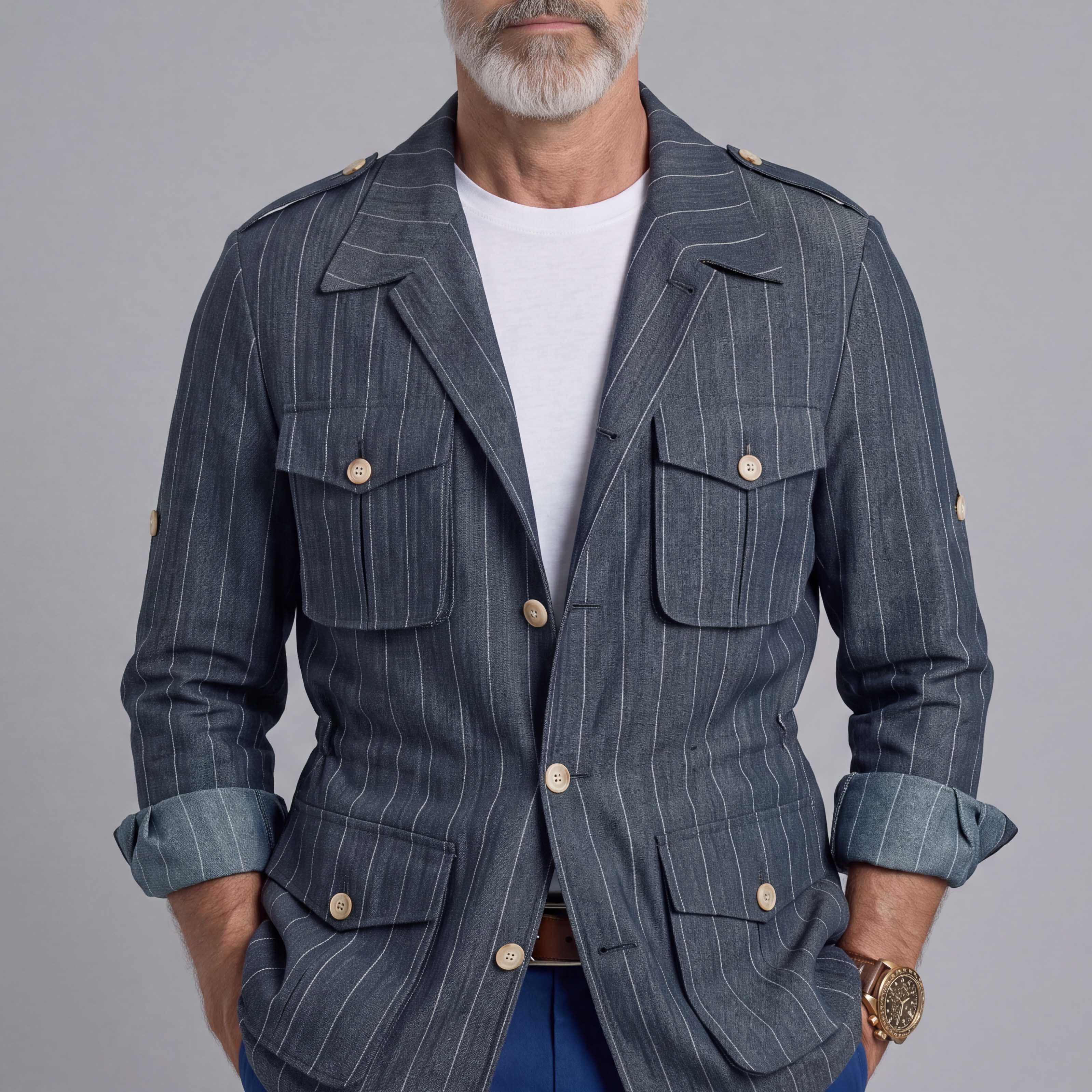 Chaqueta a rayas casual para hombre