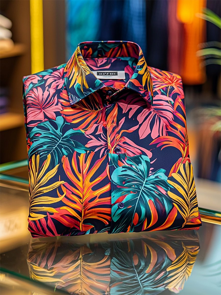 Camisa satén Luxe de manga larga con botones para hombre