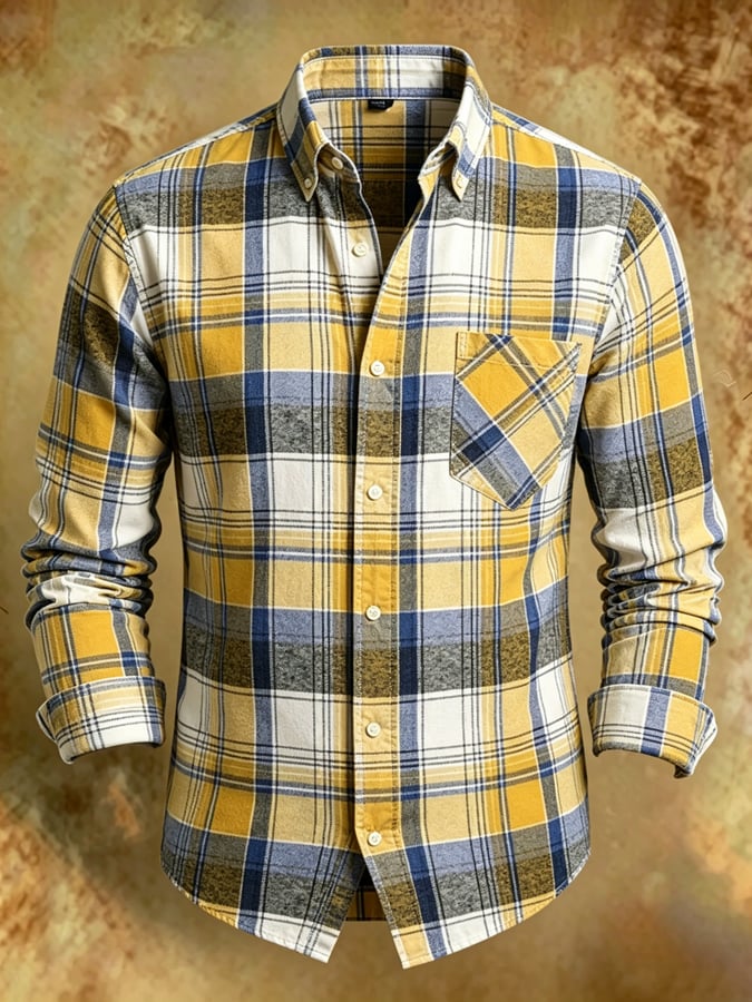 Camisa retro Abstract Art estampado Comfortable ejecutivo Style para hombre