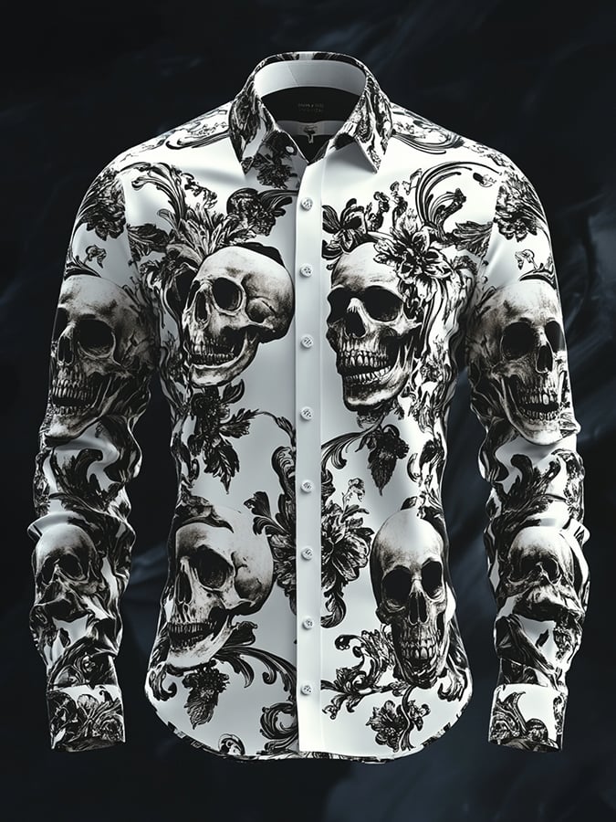 Camisa vintage Art Skull para hombre