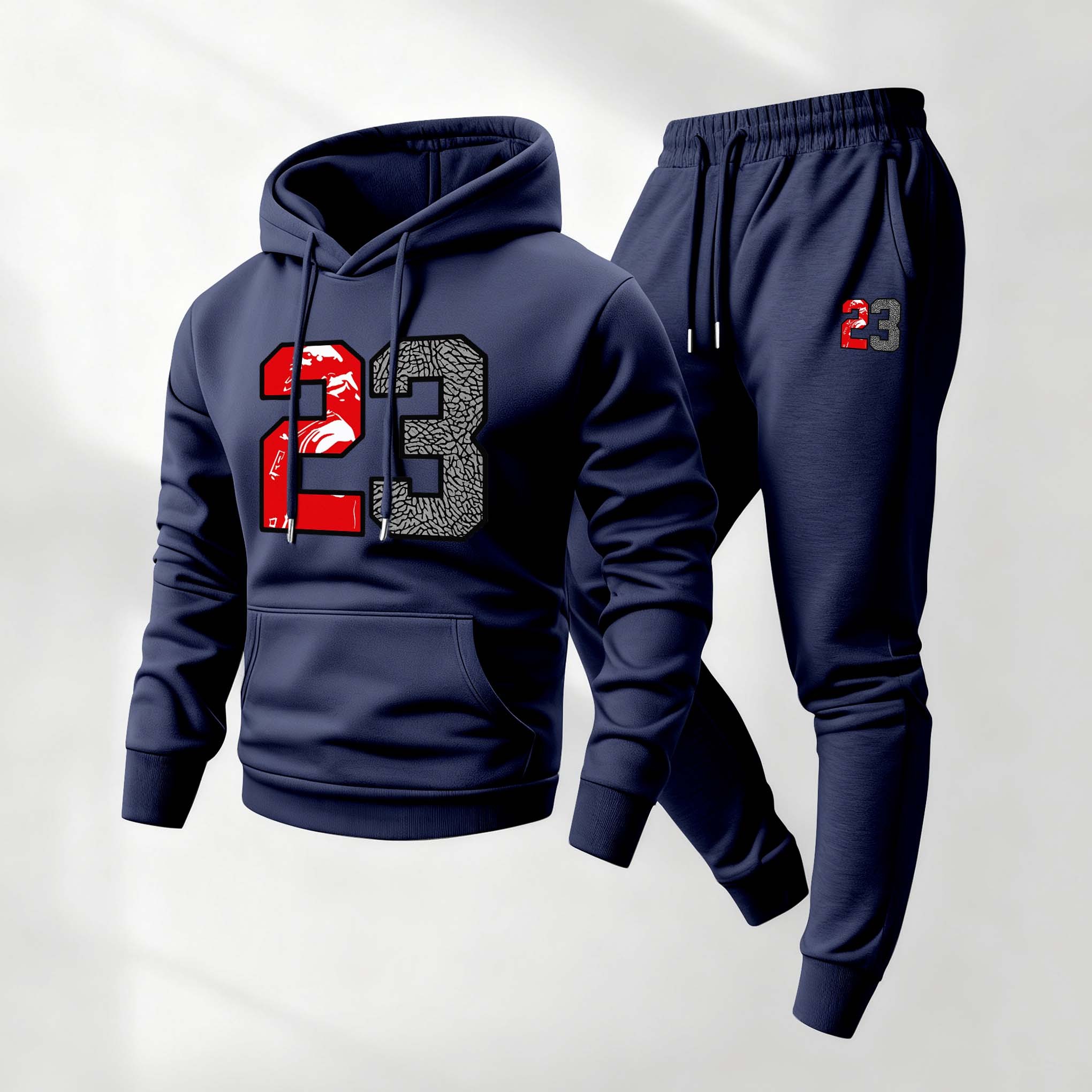 Sudadera retro Basketball 23 diseñoed con gorrasucha And Drawstring Track pantalón Set, casual Athletic de manga larga Hooded chaqueta And pantalón, Suitable For Fall And Winter, Street Style sudadera con gorrasucha Set, Everyday Wear, Indoor And para exterior Sportswear para hombre