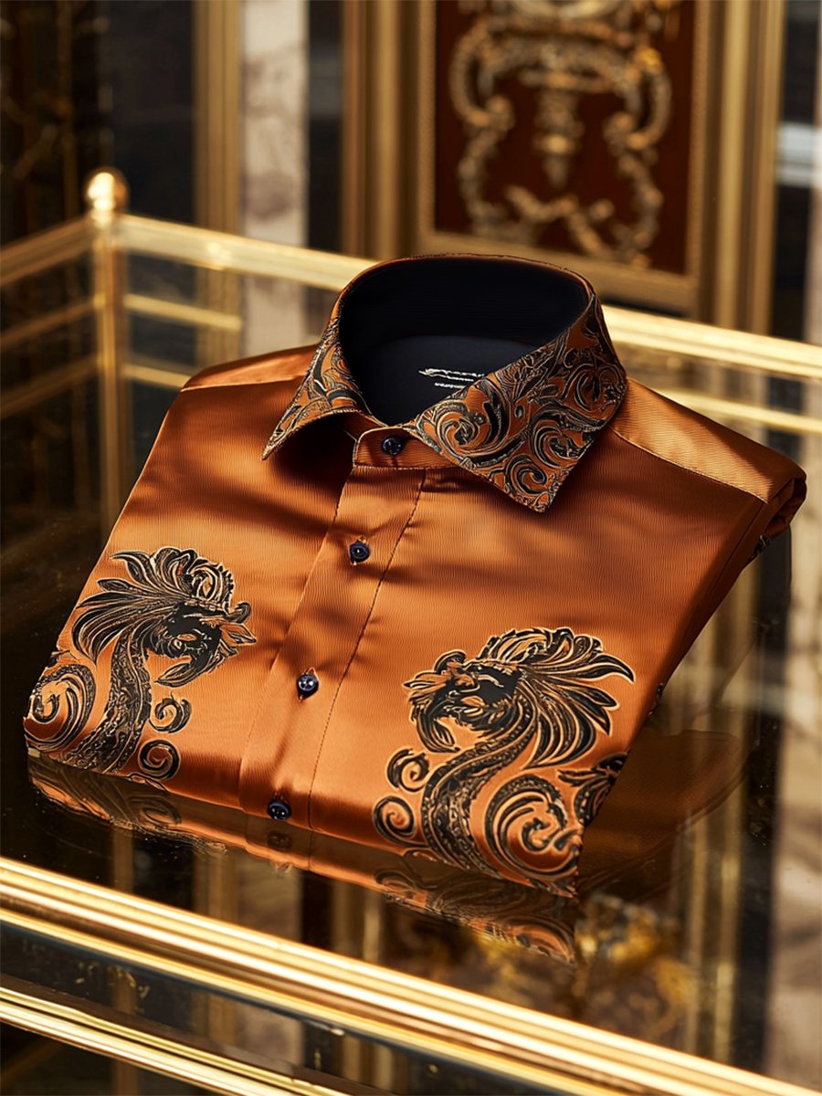 Camisa satén Luxe de manga larga con botones para hombre