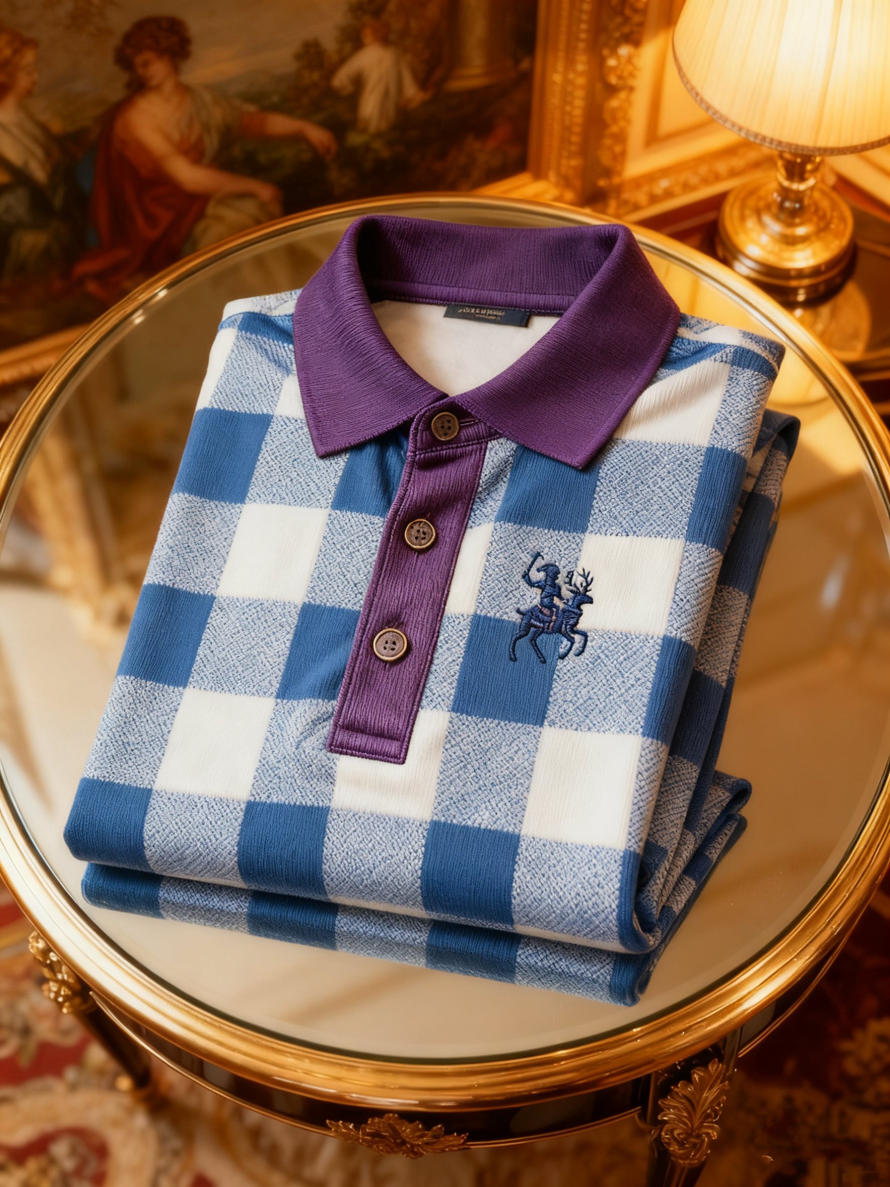 Camisa polo retro ejecutivo Logo estampado de manga larga para hombre