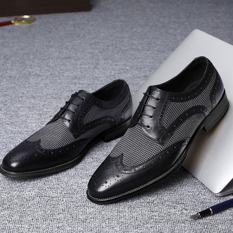 Zapatos Brogue de moda mezclilla Stitching British Style cuero