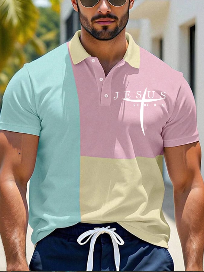 Camisa polo Faith estampado Button Design para hombre