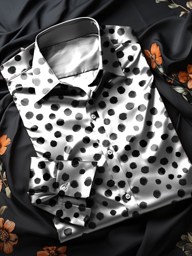 Elegantee ejecutivo casual Polka Docamiseta para hombre