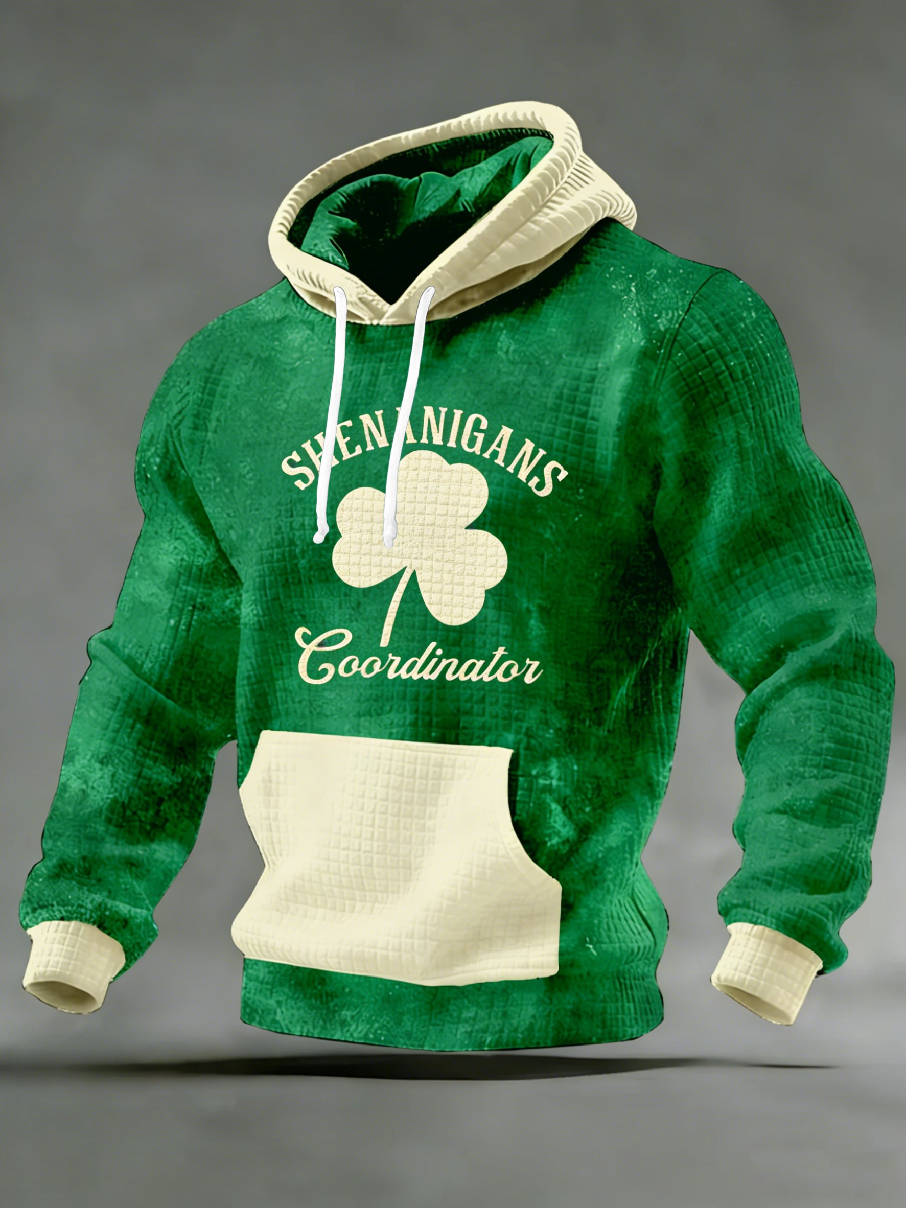 Sudadera vintage St. Patrick's Day estampado Hooded para hombre