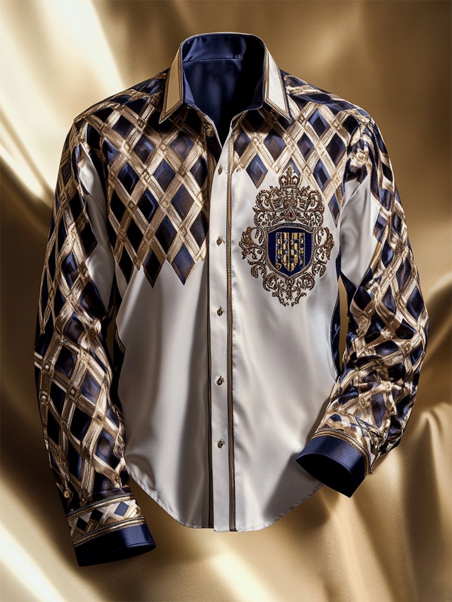Camisa satén Luxe de manga larga con botones para hombre