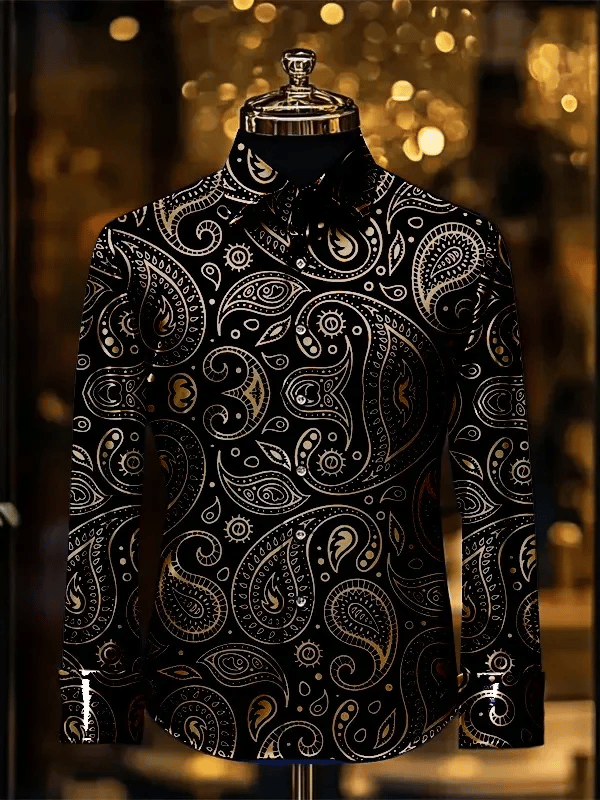 Camisa rayas estampado ejecutivo de manga larga para hombre
