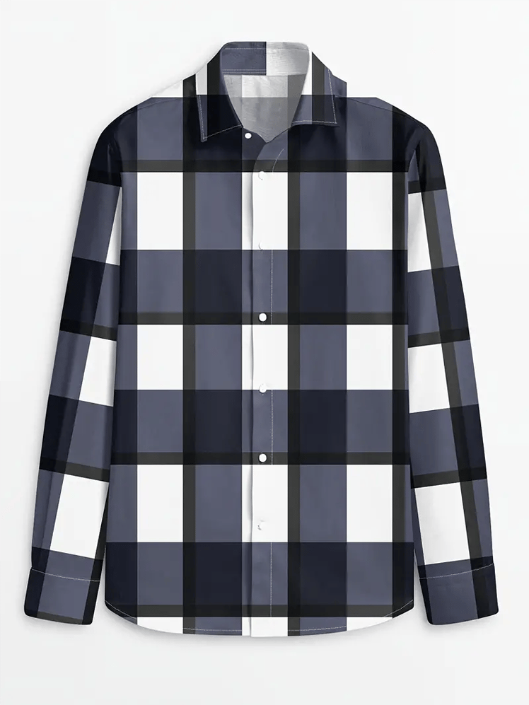 Camisa a cuadros ejecutivo de manga larga para hombre