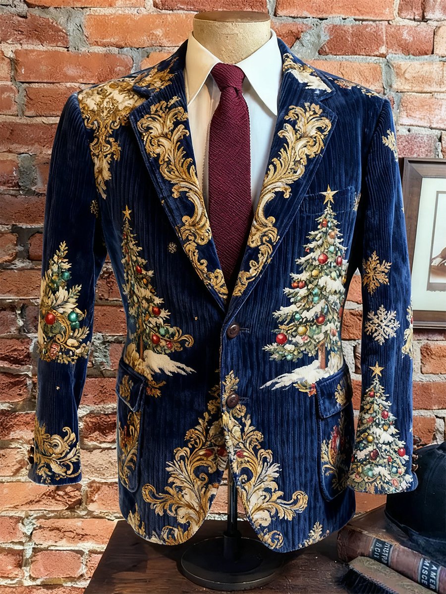 Saco vintage casual Christmas Party pana para hombre