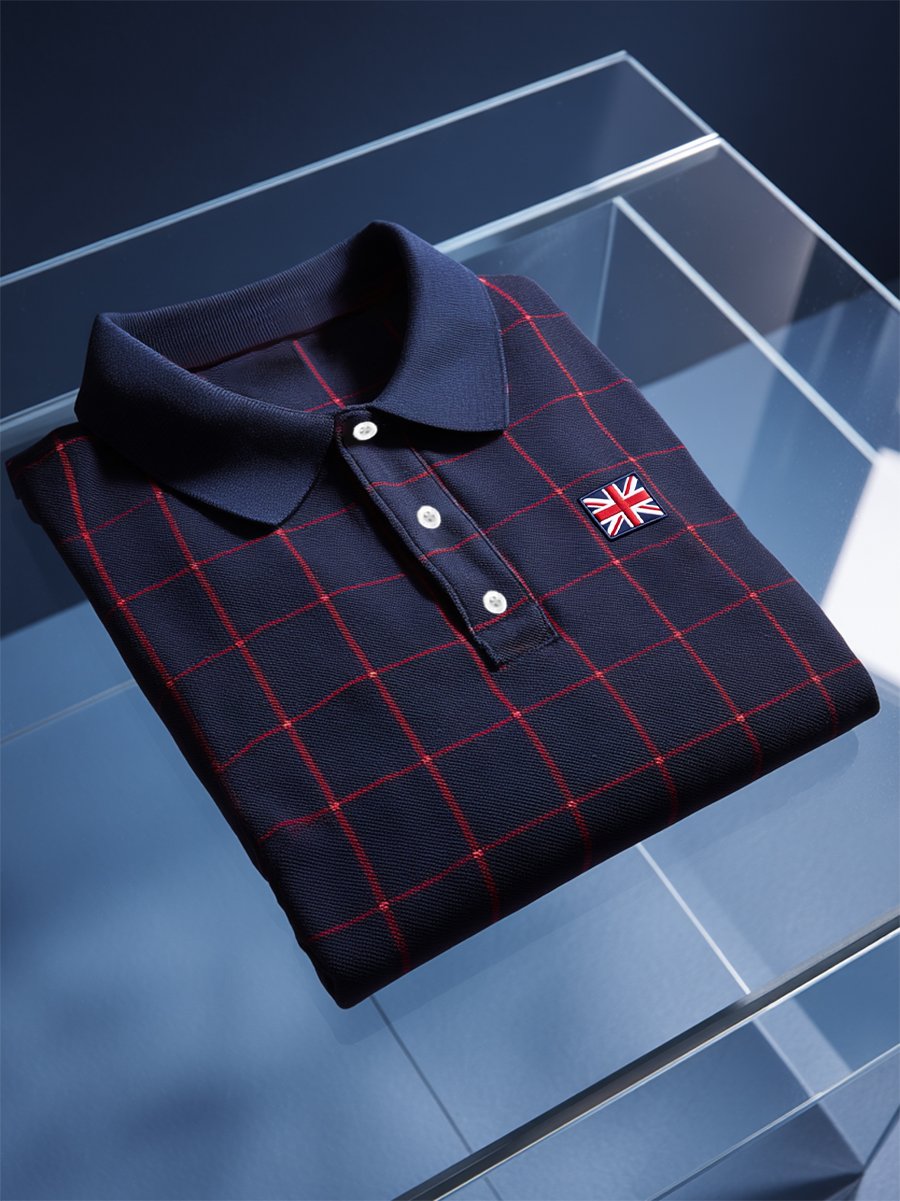 Camisa polo ejecutivo casual Union Jack Button de manga corta para hombre