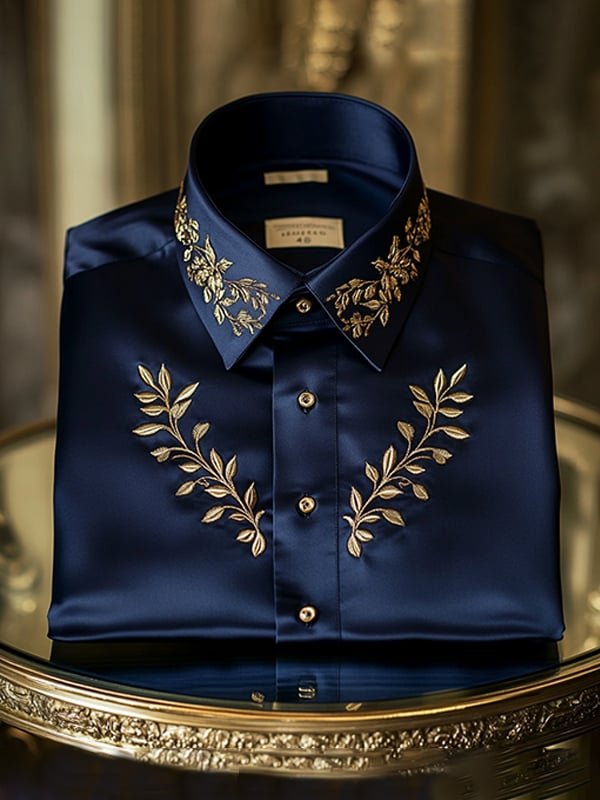 Camisa satén de lujo ejecutivo de manga larga para hombre