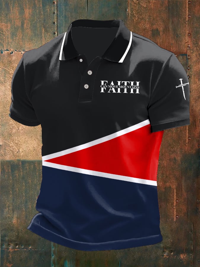 Camisa polo Faith Can Move Mountains estampado para hombre