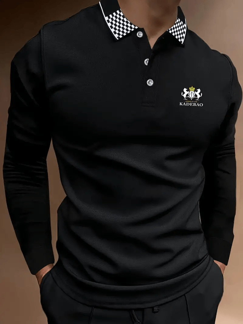 Camisa polo ejecutivo casual a rayas de manga larga para hombre
