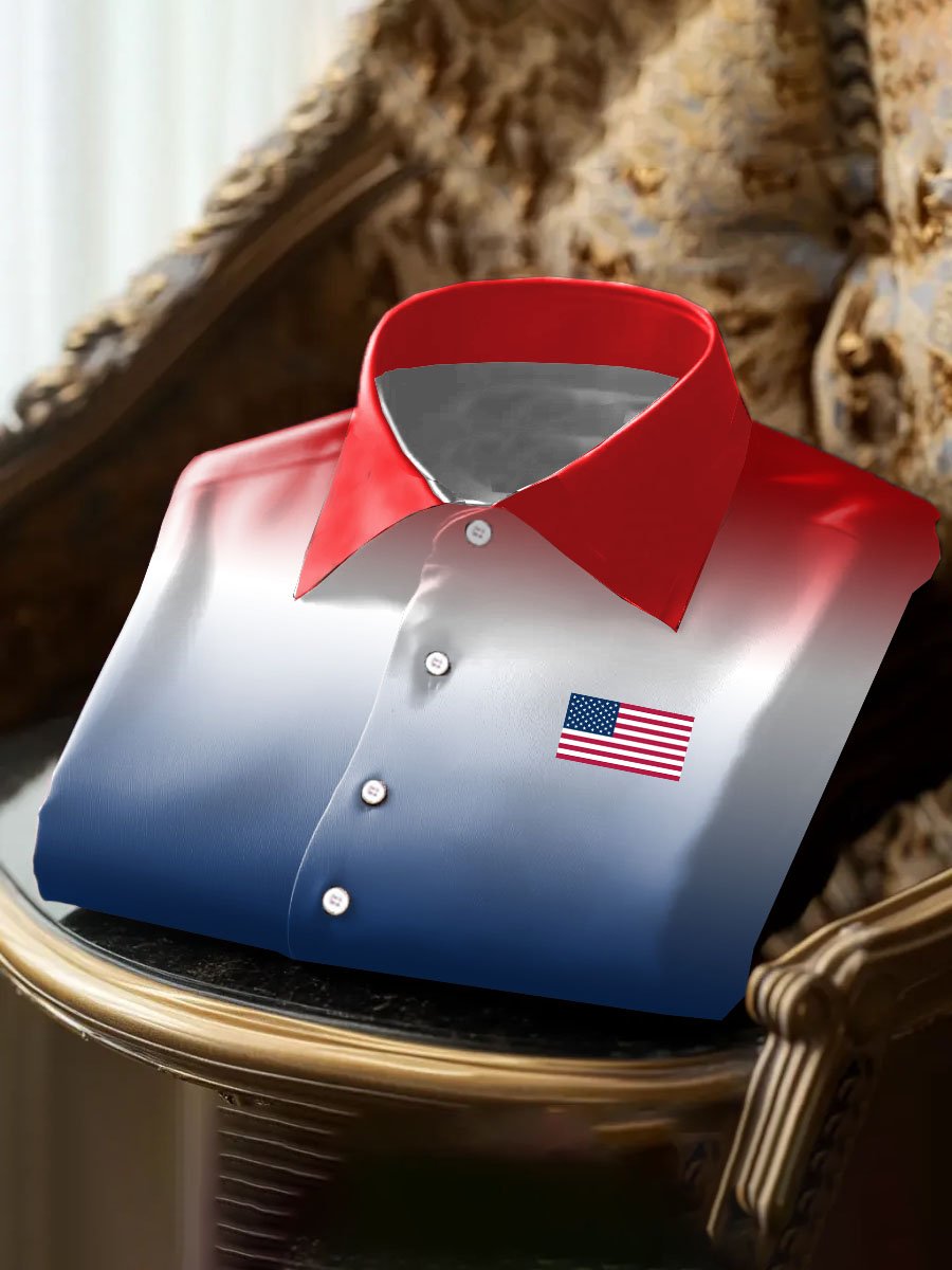 Camisa retro Independence Day estampado para hombre