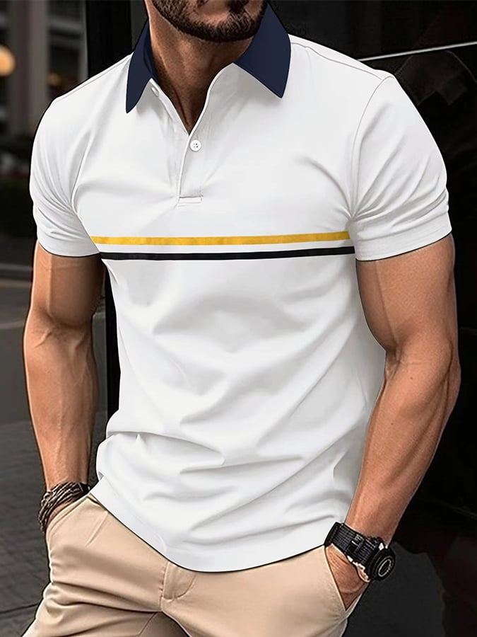 Camisa polo Sports casual de corte entallado de manga corta Half Button