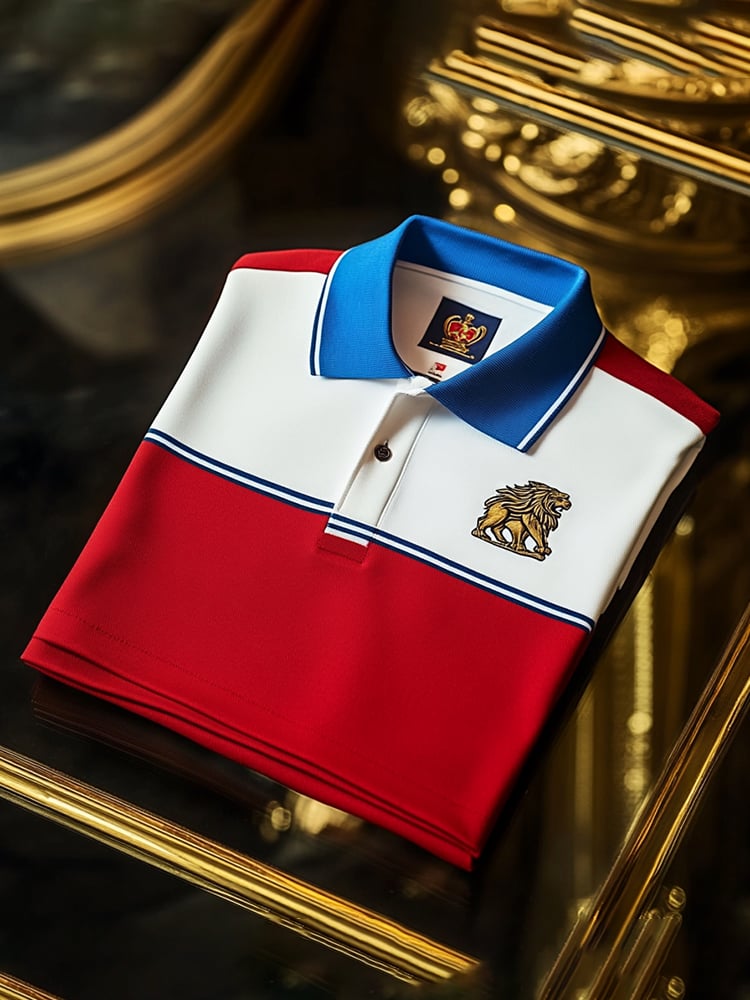 Camisa polo clásico ejecutivo Check Logo Button de manga corta para hombre