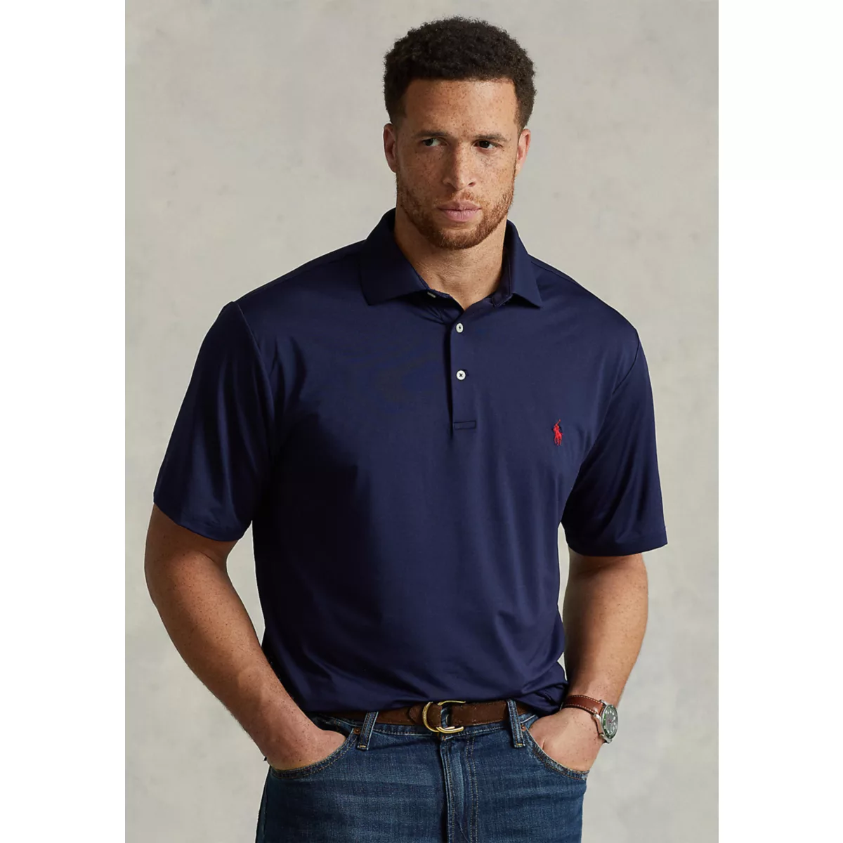 Big & Tall Performance Stretch Jersey Polo Shirt - 1