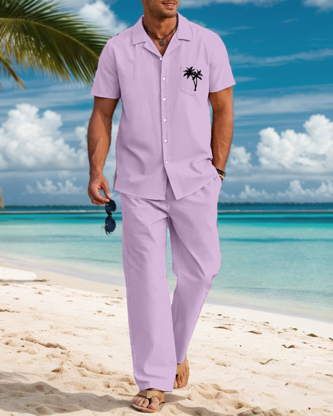 Suitmens Vacation Coconut Tree Pattern Walking Suit para hombre