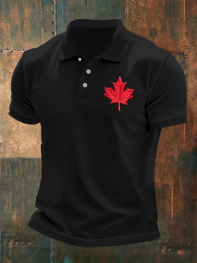 Camisa polo retro Canadian Maple Leaf estampado para hombre