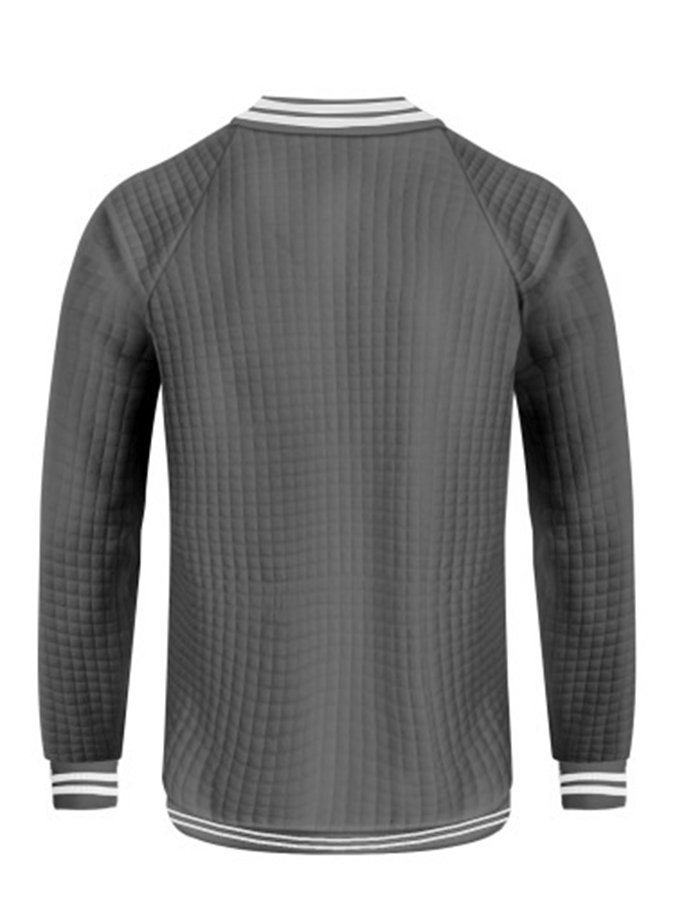 Chaqueta jacquard Stand cuello de color sólido cierre para exterior Versatile para hombre