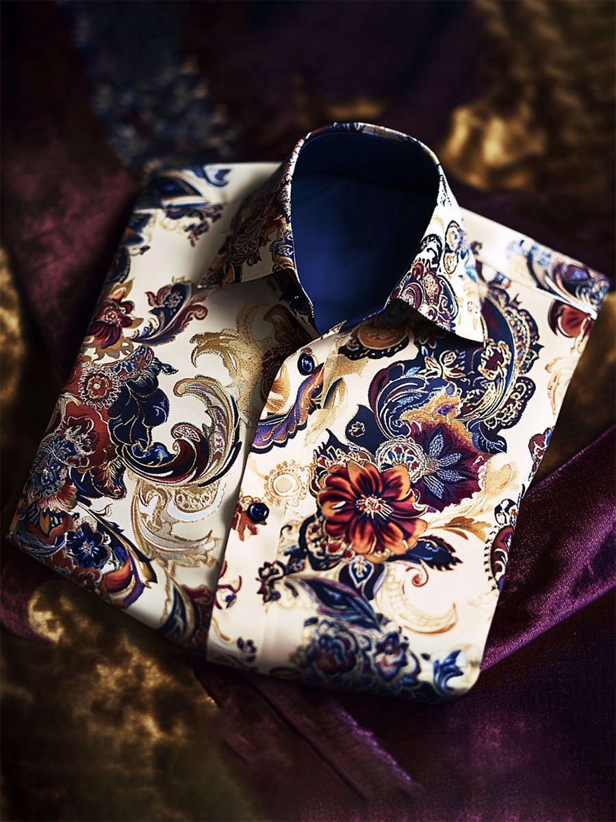 Camisa satén Luxe de manga larga con botones para hombre